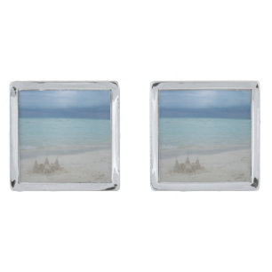 Stormy Sandcastle Beach Landscape Photo Cufflinks