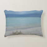 Stormy Sandcastle Beach Landscape Photo Decorative Pillow
