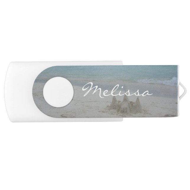 Stormy Sandcastle Beach Landscape Photo Flash Drive (Front)