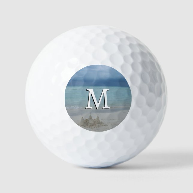 Stormy Sandcastle Beach Landscape Photo Golf Balls (Front)