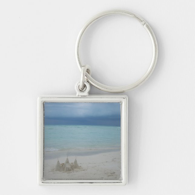 Stormy Sandcastle Beach Landscape Photo Keychain (Front)