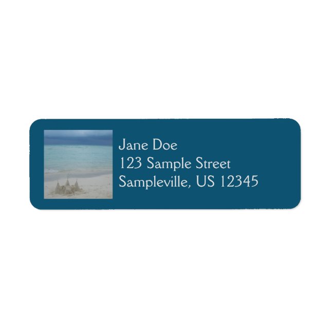Stormy Sandcastle Beach Landscape Photo Label (Front)