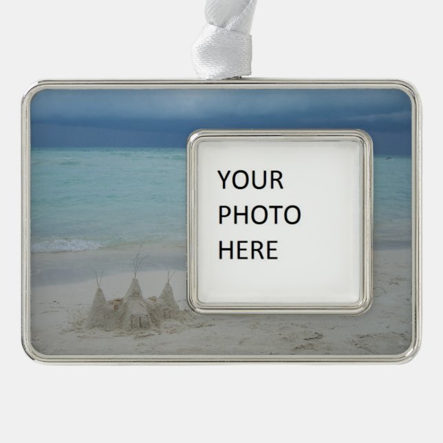 Stormy Sandcastle Beach Landscape Photo Ornament (Front)