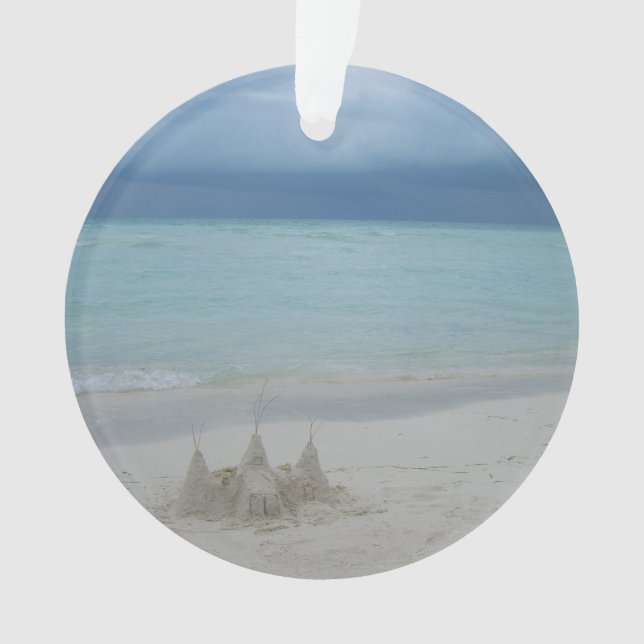 Stormy Sandcastle Beach Landscape Photo Ornament (Front)