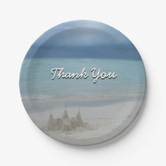 Stormy Sandcastle Beach Landscape Photo Paper Plates