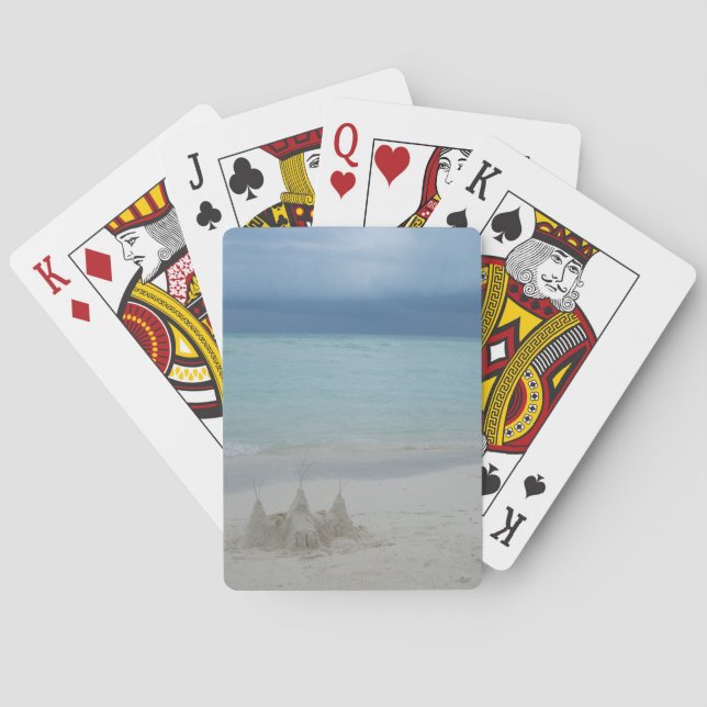 Stormy Sandcastle Beach Landscape Photo Poker Cards (Back)