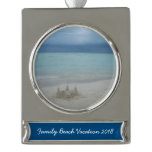Stormy Sandcastle Beach Landscape Photo Silver Plated Banner Ornament