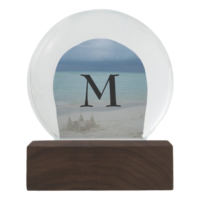 Stormy Sandcastle Beach Landscape Photo Snow Globe (Front)