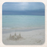 Stormy Sandcastle Beach Landscape Photo Square Paper Coaster