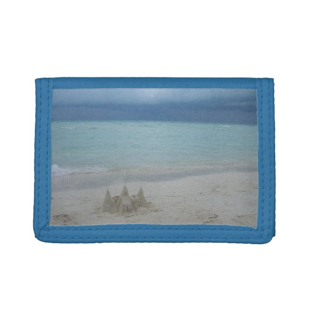 Stormy Sandcastle Beach Landscape Photo Trifold Wallet (Front)