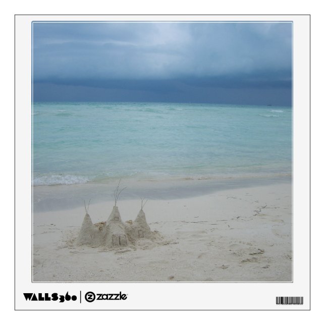 Stormy Sandcastle Beach Landscape Photo Wall Sticker (Front)