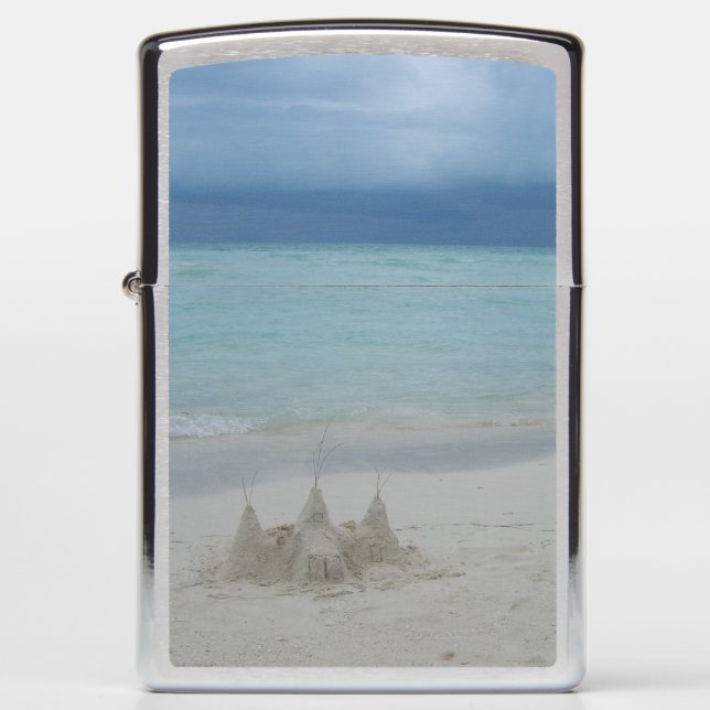Stormy Sandcastle Beach Landscape Photo Zippo Lighter (Front)