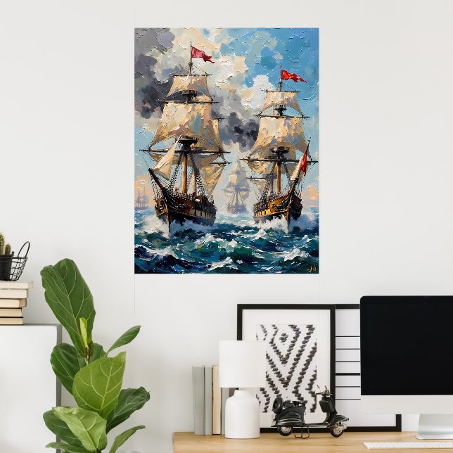 Stormy Sea Battle Poster (Home Office)