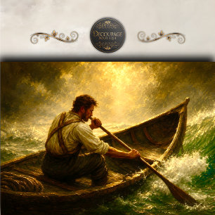 Stormy Sea Fisherman Art Decoupage Tissue Paper
