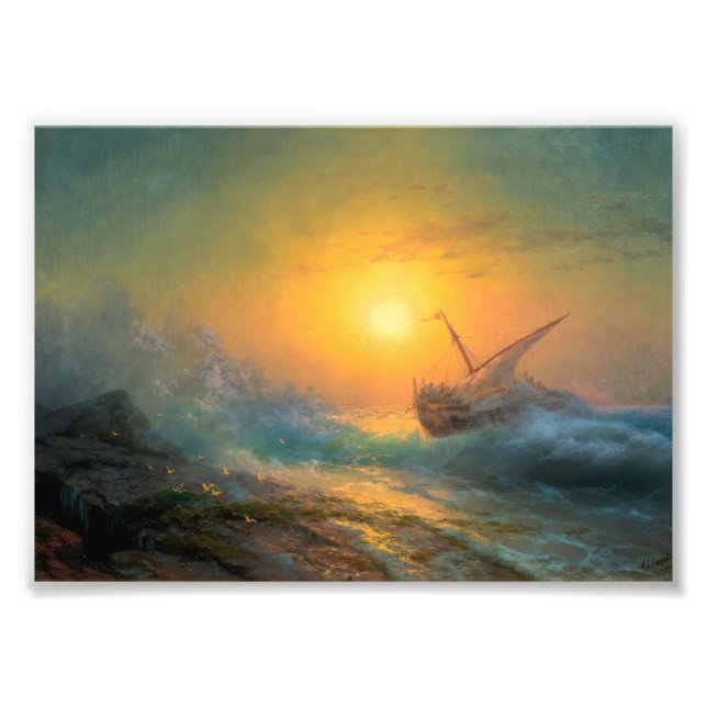 Stormy Sea in the Sunset, Aivazovsky  Photo Print (Front)