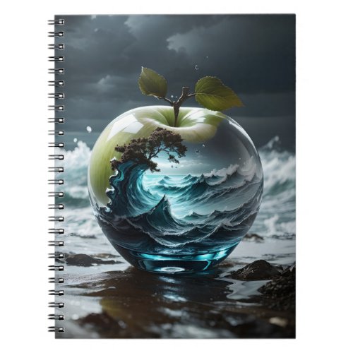Stormy Sea in Translucent Glass Apple Notebook