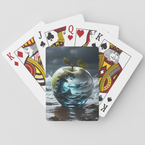 Stormy Sea in Translucent Glass Apple Playing Cards