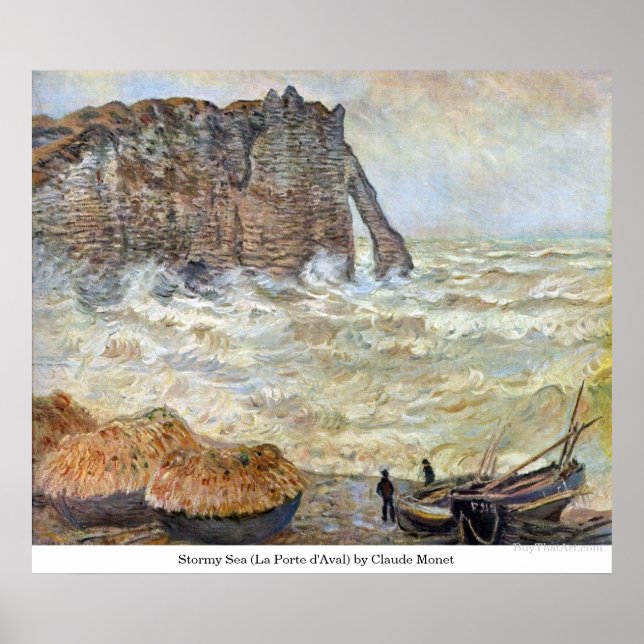 Stormy Sea (La Porte d'Aval) by Claude Monet Poster (Front)