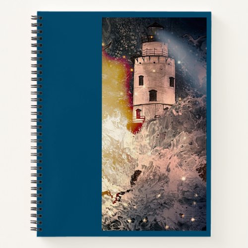 Stormy Sea Lighthouse Spiral Notebook