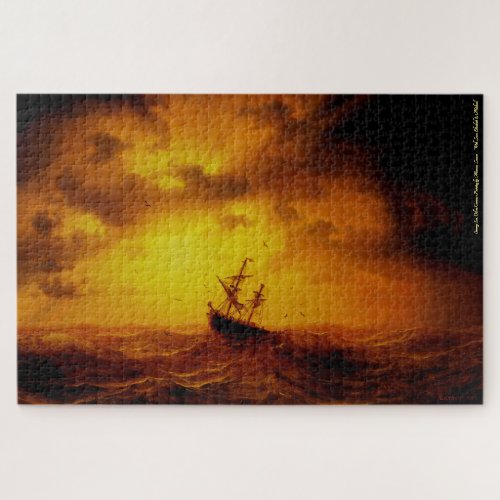 Stormy Sea Nature Art Vintage Painting Family Kids Jigsaw Puzzle