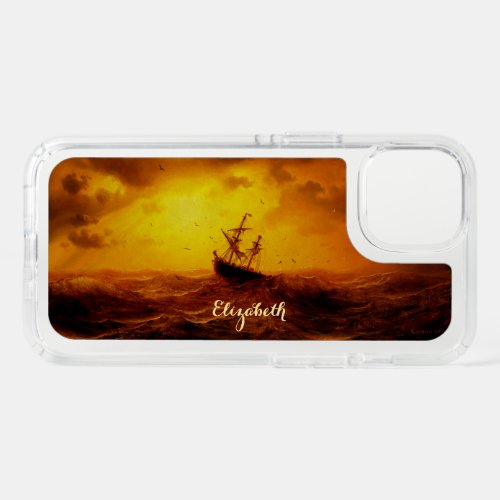 Stormy Sea Nature Vintage Fine Art Monogrammed Speck iPhone 13 Case