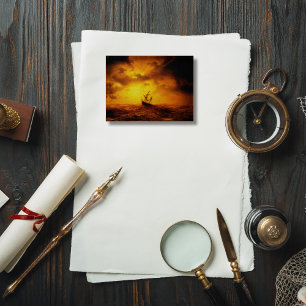 Stormy Sea Sunset Nature Vintage Art Office Desk Paperweight