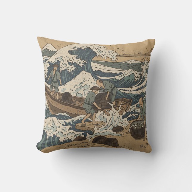 Stormy Sea Throw Pillow (Front)
