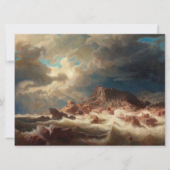 Stormy Sea with a Shipwreck (by Marcus Larson) Card (Front)
