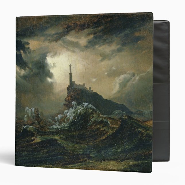 Stormy sea with Lighthouse 3 Ring Binder (Front/Inside)