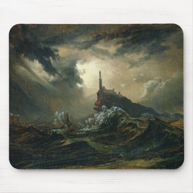Stormy sea with Lighthouse Mouse Pad (Front)