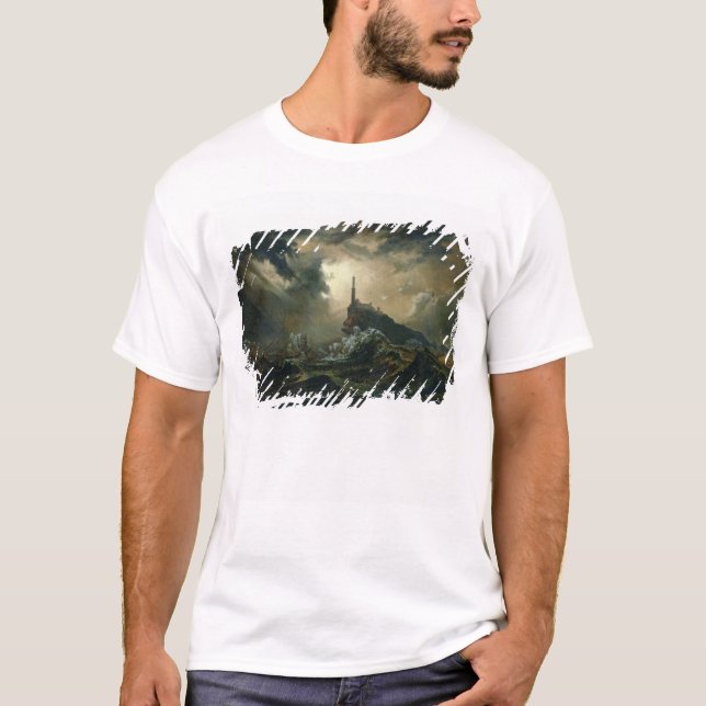 Stormy sea with Lighthouse T-Shirt (Front)