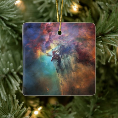 Stormy Seas of Lagoon Nebula in Sagittarius Ceramic Ornament