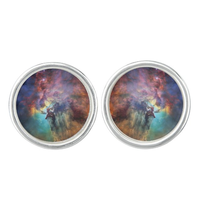 Stormy Seas of Lagoon Nebula in Sagittarius Cufflinks (Front)