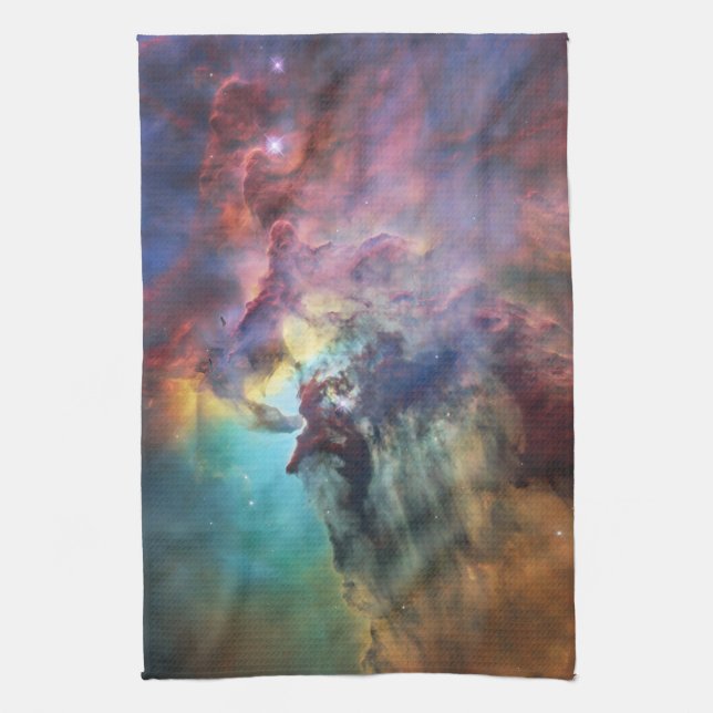 Stormy Seas of Lagoon Nebula in Sagittarius Kitchen Towel (Vertical)