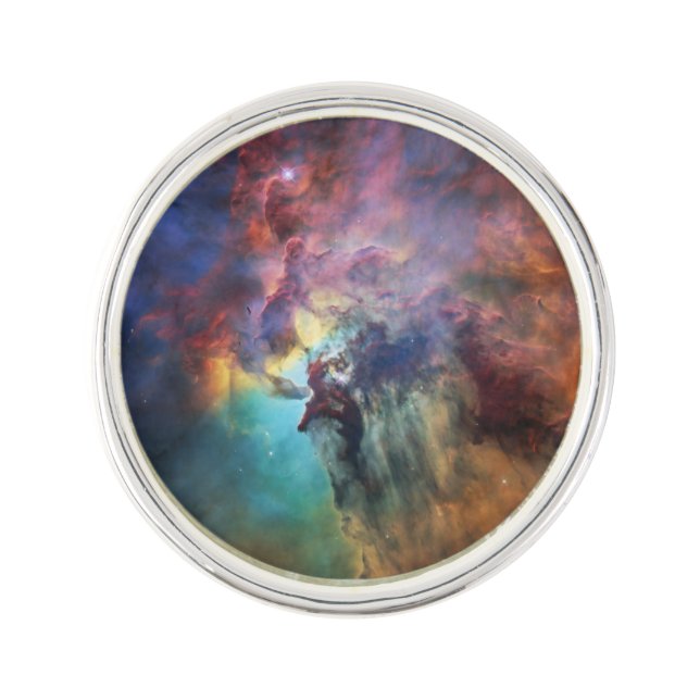 Stormy Seas of Lagoon Nebula in Sagittarius Lapel Pin (Front)