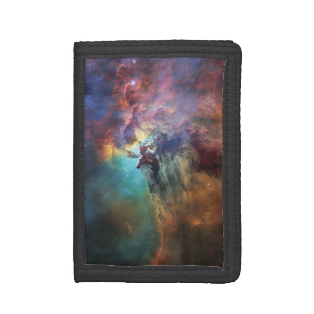 Stormy Seas of Lagoon Nebula in Sagittarius Trifold Wallet (Front Vertical)