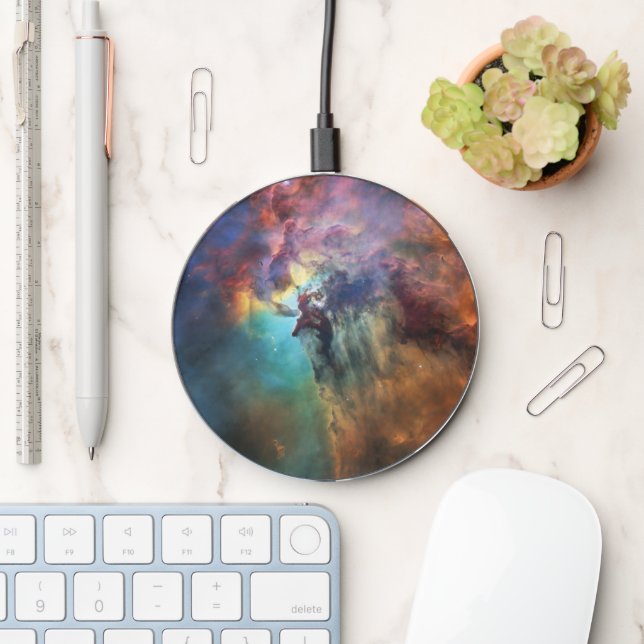 Stormy Seas of Lagoon Nebula in Sagittarius Wireless Charger (Desk)
