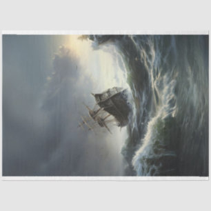 Stormy Seas Ship Decoupage Tissue Paper