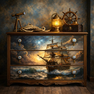 Stormy Seas Tall Ship Decoupage Tissue Paper
