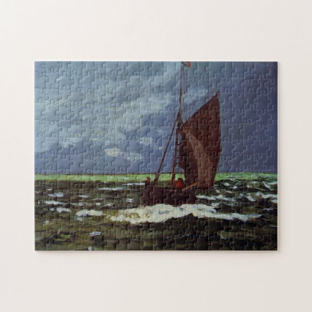Stormy Seascape Monet Fine Art Jigsaw Puzzle (Horizontal)
