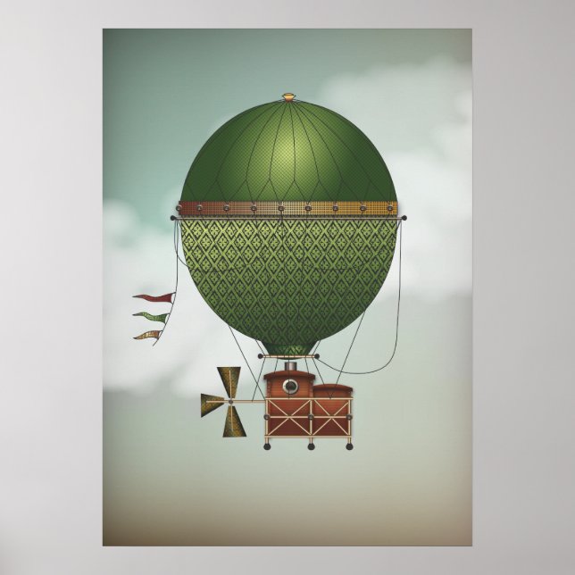 Stormy Skies Airship Citronnier | Steampunk Travel Poster (Front)
