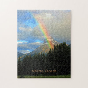 Stormy Skies & Rainbow Over Snowy Mountain Canada Jigsaw Puzzle