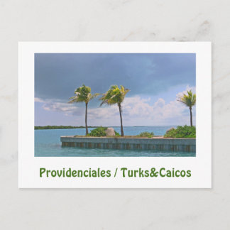 STORMY SKY/ 3 PALM TREES/PROVIDENCIALES/TURKS &CAI POSTCARD
