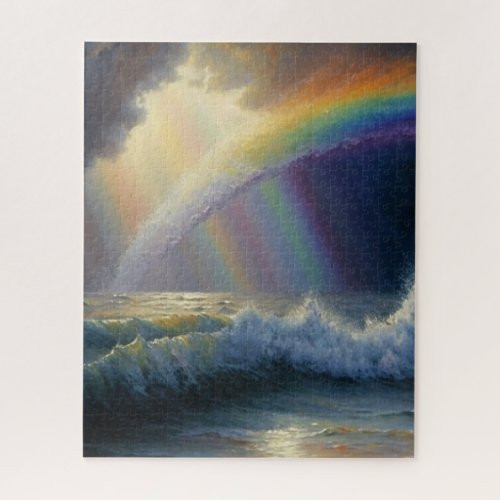 Stormy Splendor Puzzle of Vibrant Ocean Rainbows