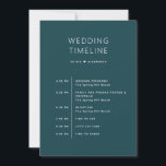 Stormy Teal Wedding Timeline | Elegant Schedule Invitation<br><div class="desc">This refined double sided wedding timeline card in stormy teal offers a bold yet elegant way to guide guests through your wedding day. The color - also known as deep teal blue - features a rich, moody depth that feels dramatic, modern, and effortlessly sophisticated. One side of the card presents...</div>