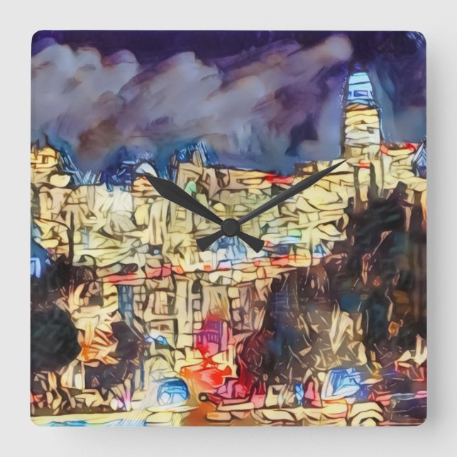 Stormy time for San Francisco Square Wall Clock (Front)
