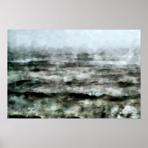 Stormy waves on the ocean  Landscape Painting Poster