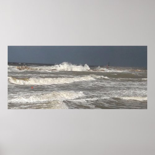 Stormy waves on the Tuscan coast Digital art pai Poster