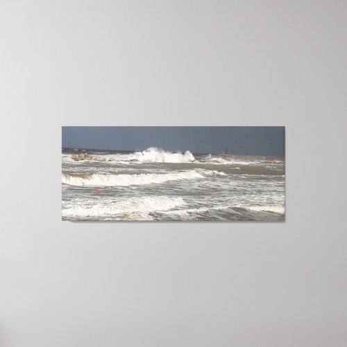 Stormy waves on the Tuscan coast painting Canvas Print