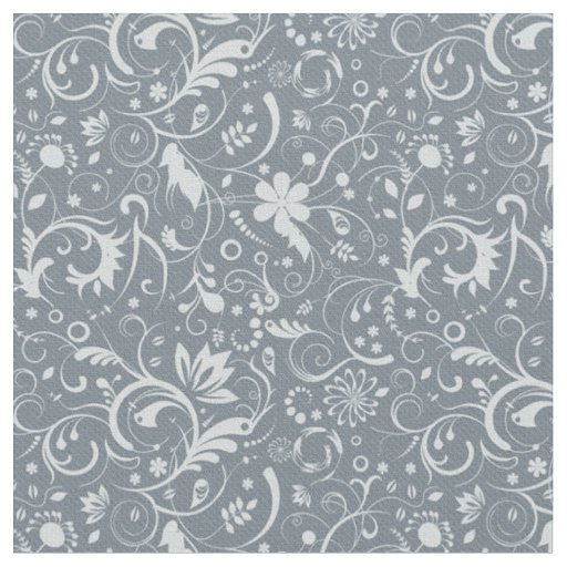 Stormy Weather blue Floral Swirls Fabric